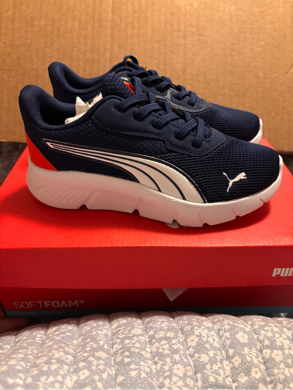 Puma Kids Navy, White & Red Lightweight Sneakers